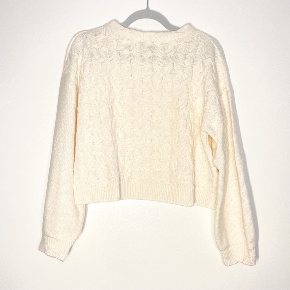 Banana Republic Chunky Knit Cropped Ivory Sweater